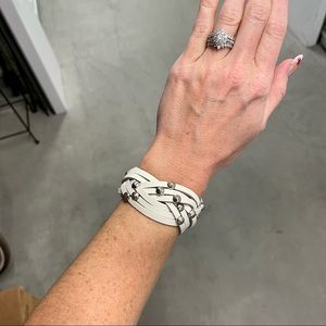 White Leather Cuff Bracelet